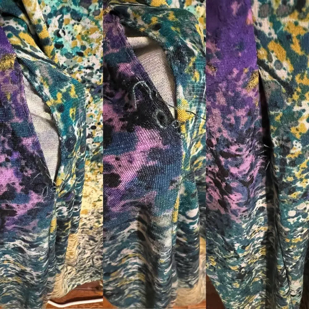 Abstract Jewel Tone Dolman Dress Size 4 Pockets Suzi Chin Artsy